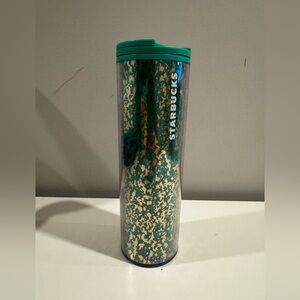 Starbucks Tall 2019 Black Friday Plastic Tumbler Green Gold 16 oz With Lid